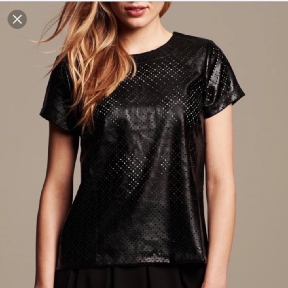 Banana Republic Coated Short Sleeve Blouse S - Picture 1 of 6